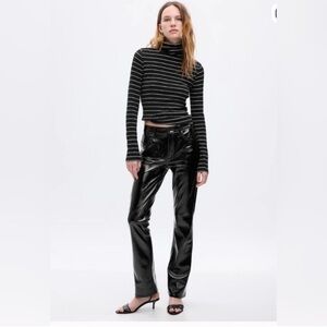 GAP Black Faux Patent Leather mid rise baby boot cut Pants